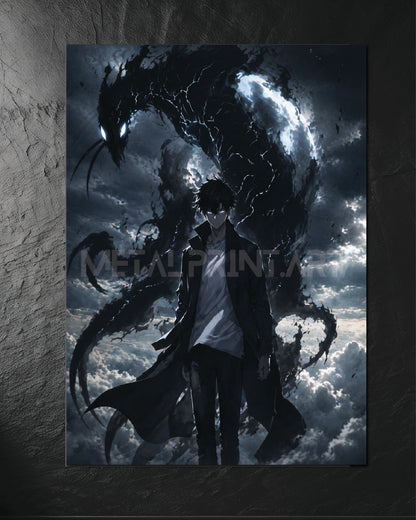Cuadro Metalico Sung Jinwoo Black and White