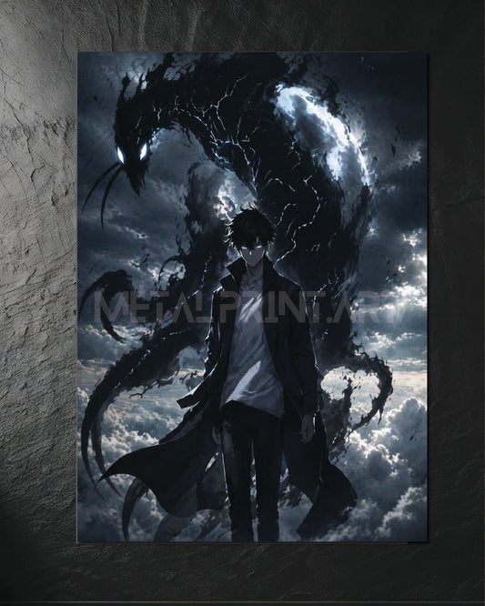 Cuadro Metalico Sung Jinwoo Black and White