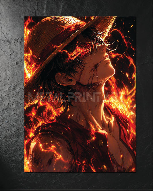 Cuadro Metalico Luffy Fire