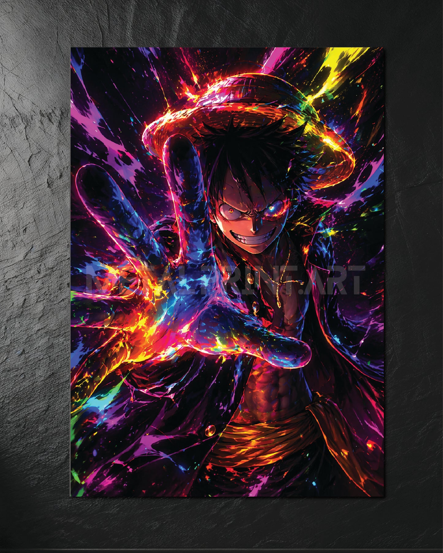 Cuadro Metalico Luffy Neon