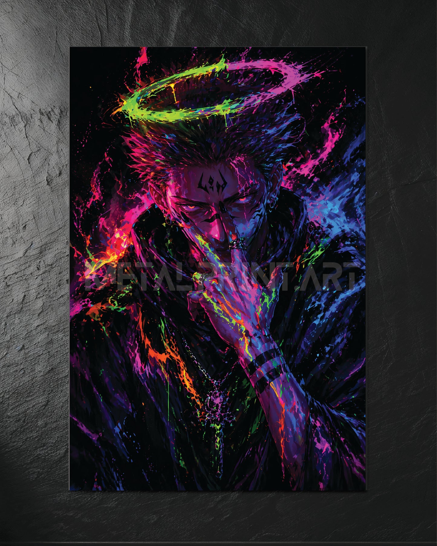 Cuadro Metalico Ryomen Sukuna Neon