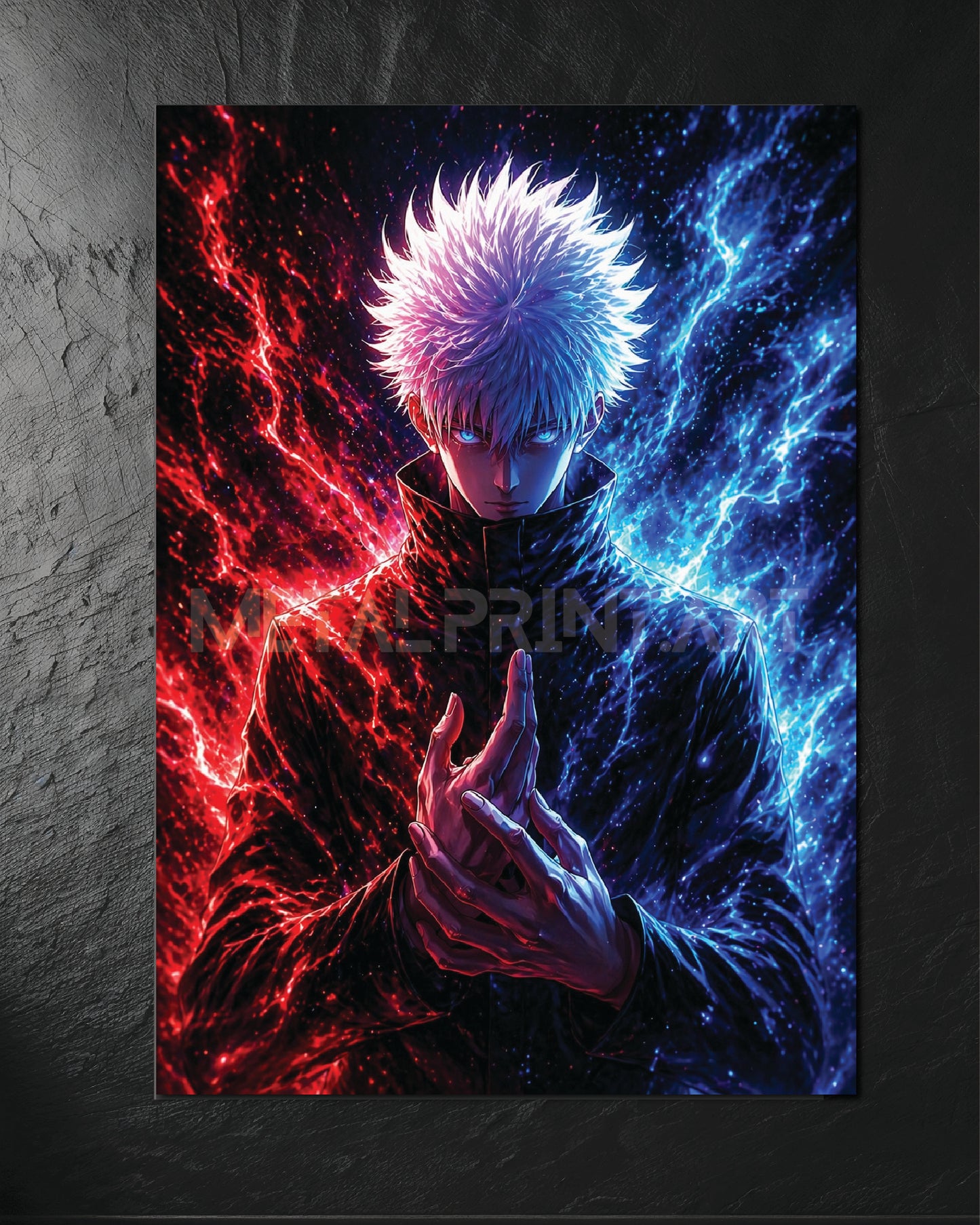 Cuadro Metalico Satoru Gojo Red and Blue