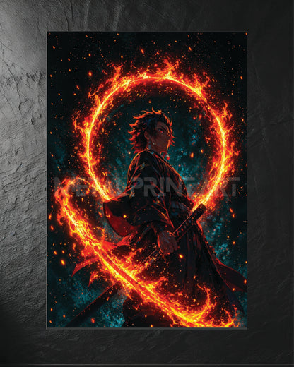 Cuadro Metalico Tanjiro Flames